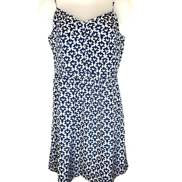 J. Crew Navy and White Geometric Print Dress with Pockets Size 16 - Picture 6 of 6